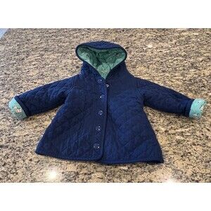 Reversible jacket baby girl 18-24 months gently used toddler navy coat